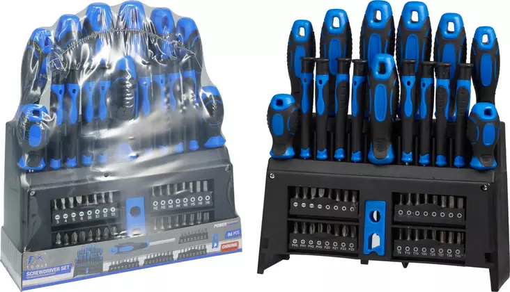 FX Tools 50-delars skruvmejselset med ställ – mångsidigt och hållbart val för hemmet och arbetet - Skruvmejslar - 8721037542760 - 1