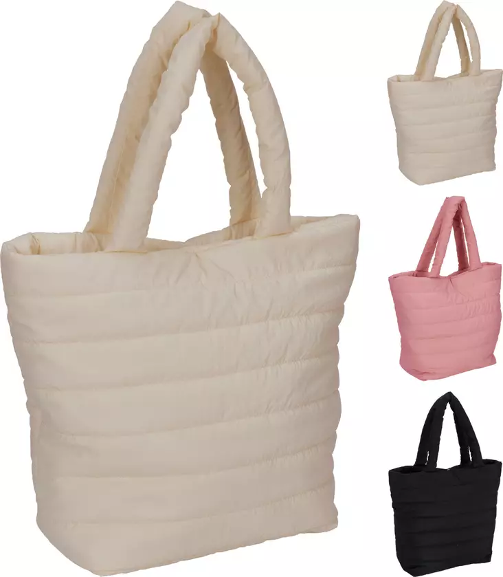 Stilren medelstor vadderad shopperaxelväska i mjuk nylon för vardag, shopping och resa - Ryggsäckar och väskor - 8721037602730 - 1