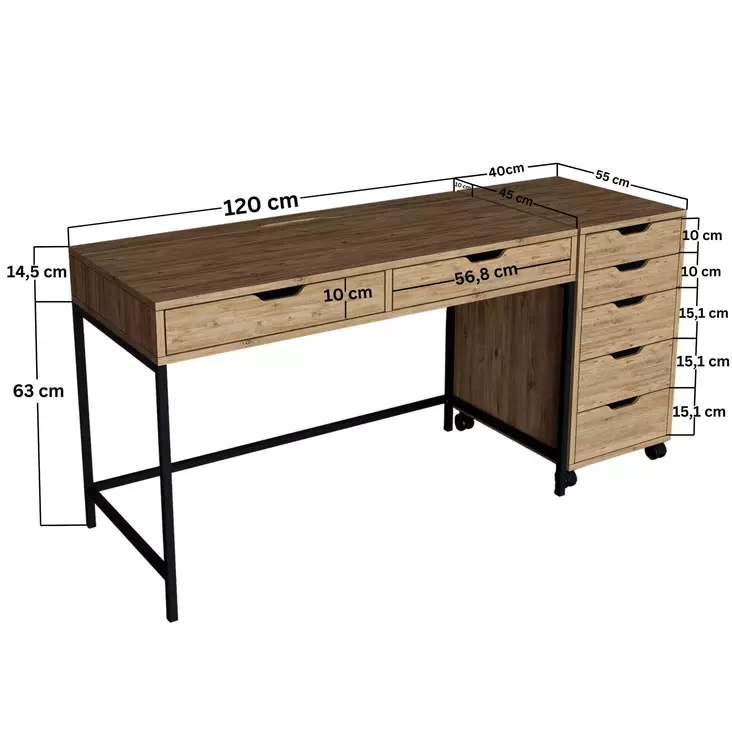 Skrivbord Hanah Home Atlas 1600 59 Furu Spånskiva 160x77,4x55 cm - Skrivbord - 8684283109920 - 1