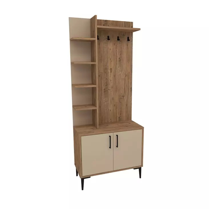 Hallmöbel Hanah Home Julendor Furu Beige Spånskiva 74,4x182,8x33 cm - Hallskåp - 8684283433780 - 1