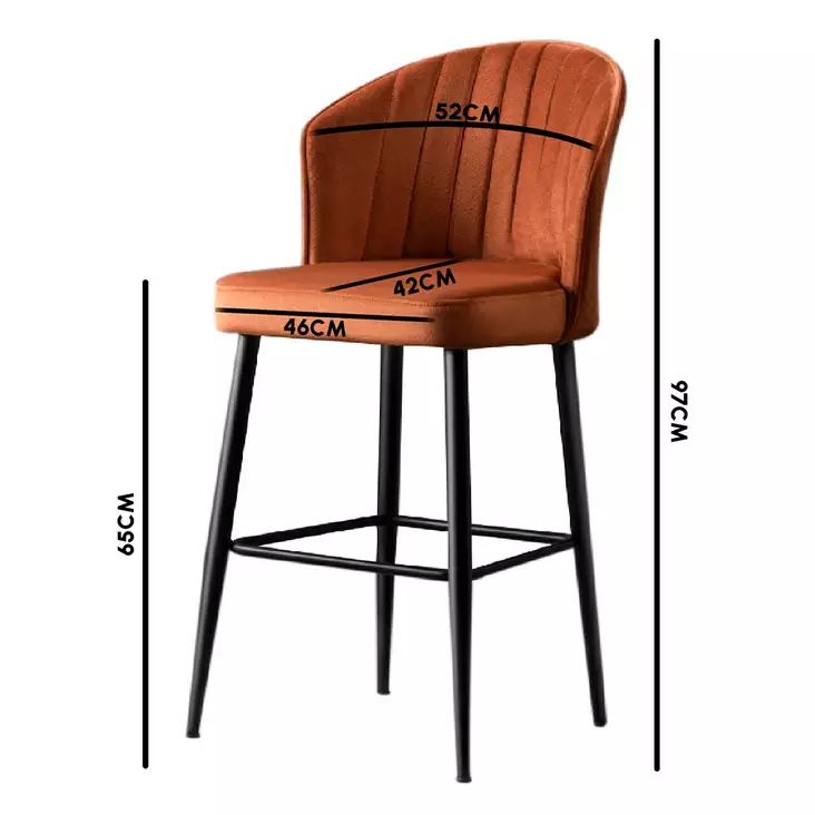 Barstol Hanah Home Rubi Tegelröd Spånskiva Metallben 52x97x42 cm - Barstolar - 8683742879800 - 1