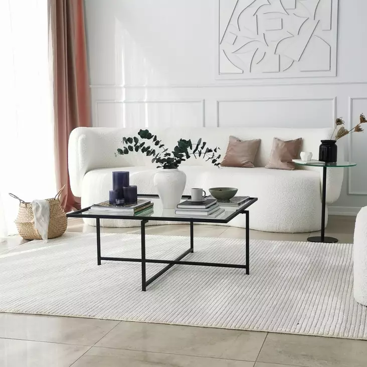 Soffbord Hanah Home Sun S409 Svart Härdat Glas 85x35x85 cm - Soffbord - 8683342949590 - 1