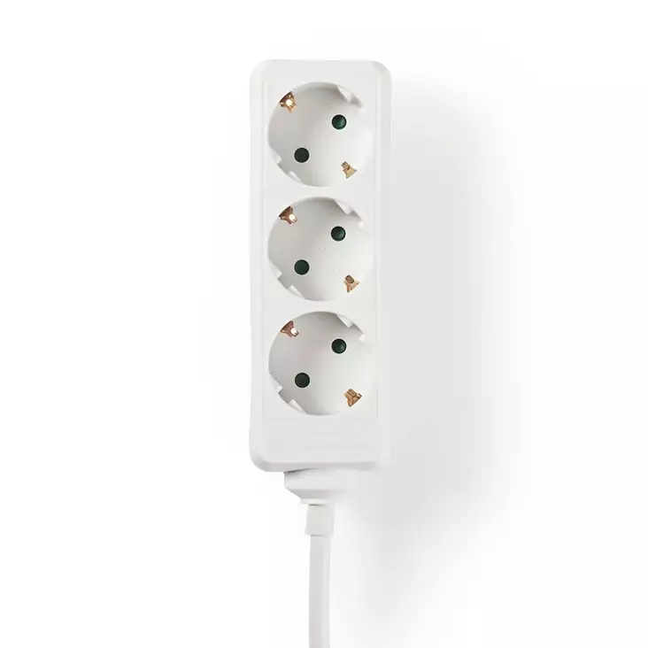 Gren kontakt | Jordad kontakt / Typ F (CEE 7/7) | 3-vägs | 3.00 m | 3680 W | 16 A | Vit - Förlängningskablar - 5412810465880 - 30