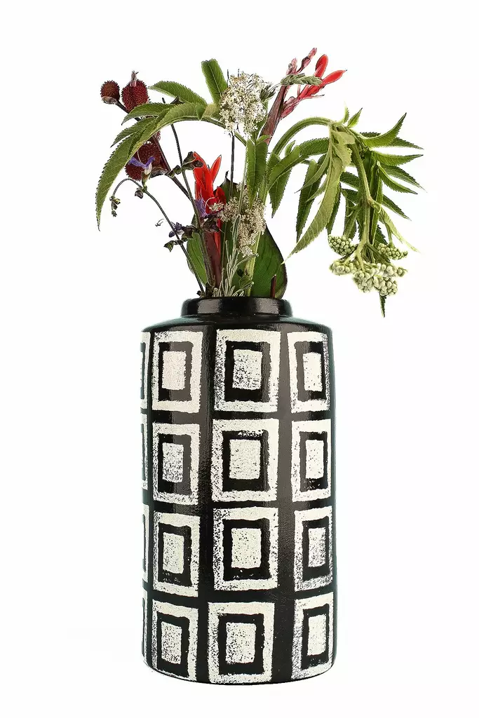 Dekorativ Kruka Aberto Design YL710 Svart Vit Keramik 13x23 cm - Hängande blomkrukor och vaser - 8684283435630 - 1