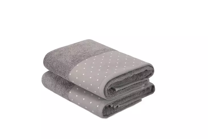 Handduk Set Mijölnir Grå Vit 100% Bomull 50x90 cm & 50x90 cm - Handdukar - 8681181304600 - 1