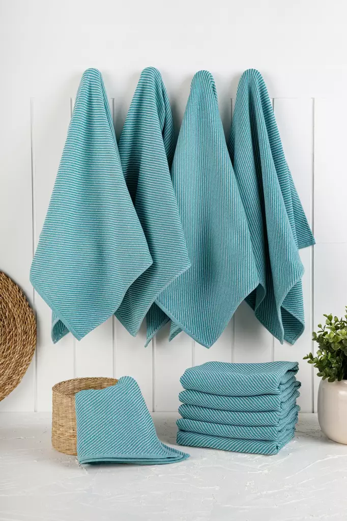 Kökshandduk Set Hermia Eloise Petrol Bomull Polyester 10 Delar - Kökstextilier - 8684283207510 - 1