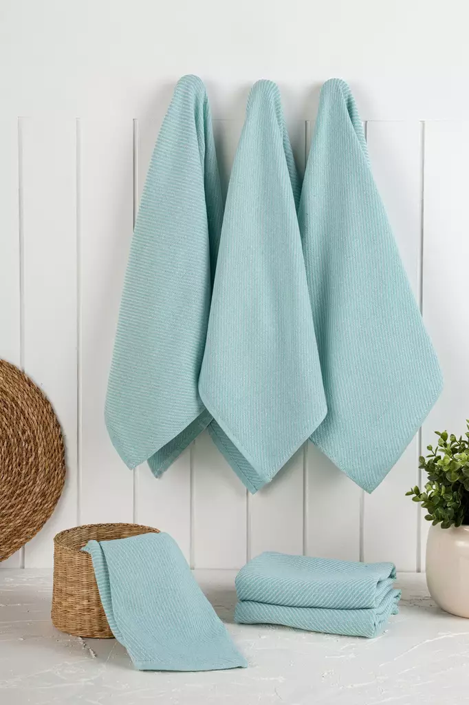 Kökshandduk Set Hermia Eloise Mint Bomull Polyester 6 Delar - Kökstextilier - 8684283207640 - 1