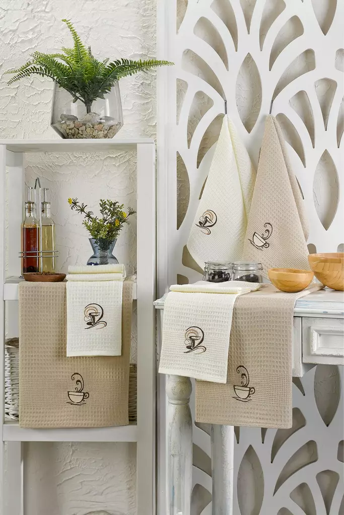 Set med kökshanddukar (6 st), i flera färger, 40 x 60 cm, mjuka, hållbara, maskintvättbara - Kökstextilier - 8684283346400 - 1