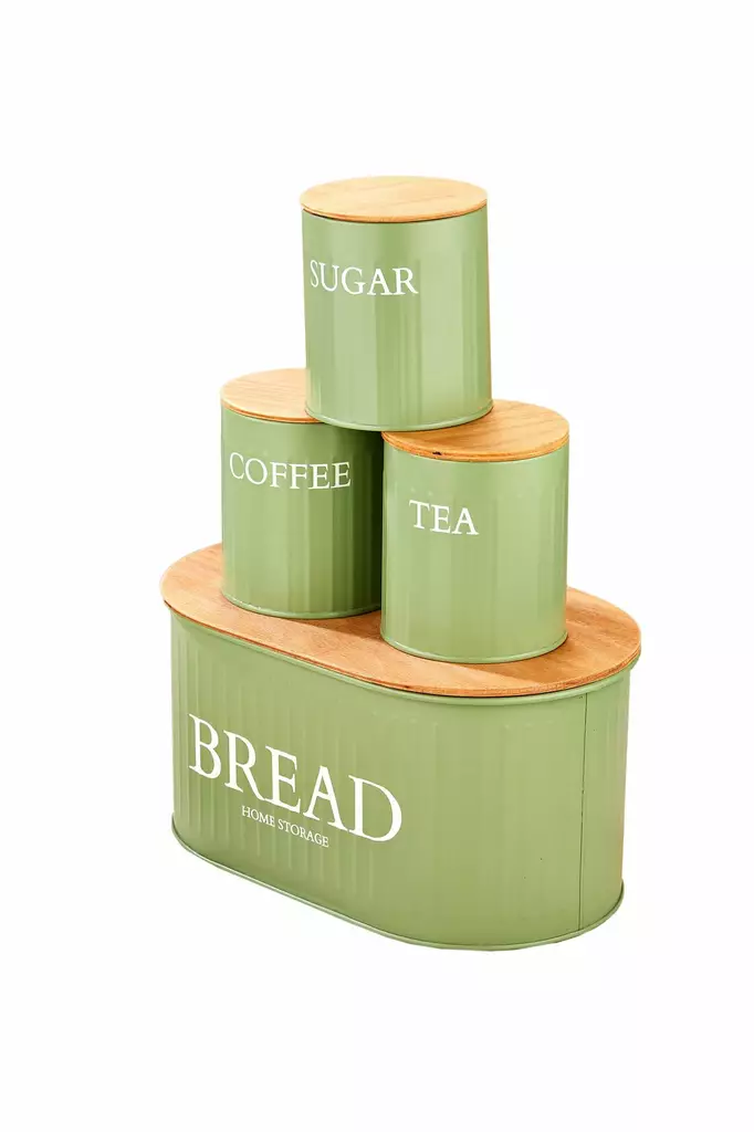 Förvaringslåda Set Hermia Grön Metall 4 Delar - Matlådor och matförvaringsbehållare - 8684283574780 - 1