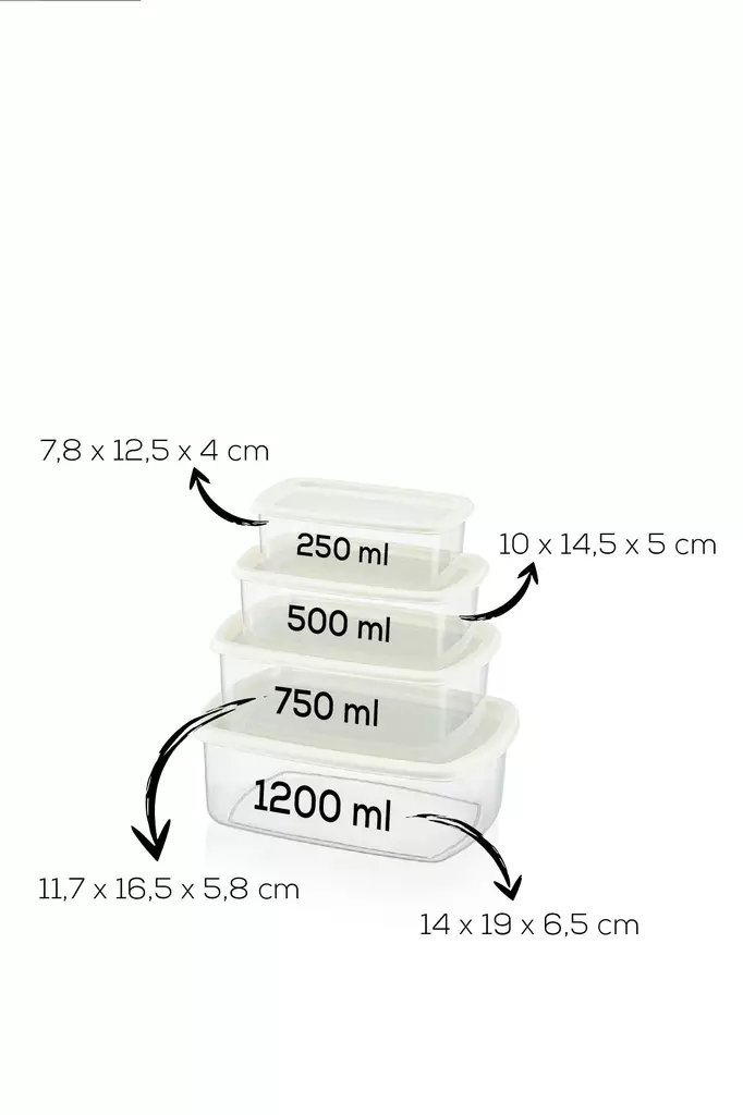 Förvaringslåda Set Hermia Grå Plast 8 Delar - Matlådor och matförvaringsbehållare - 8684283210640 - 1