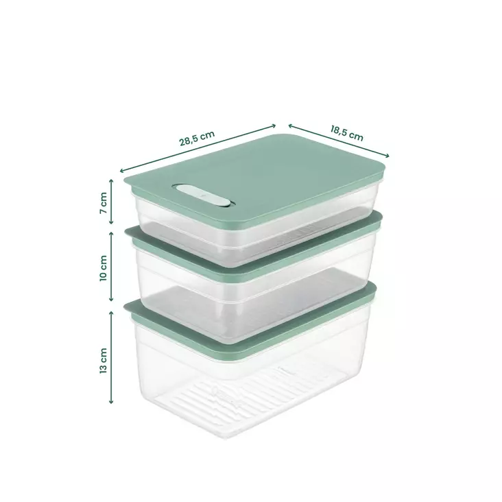 Förvaringslåda Set Hermia Grön Plast 3 Delar - Matlådor och matförvaringsbehållare - 8684282978190 - 1