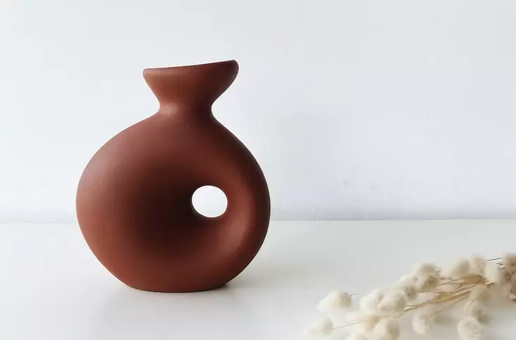 Vas Aberto Design CY0145 Tegelröd Keramik 14x7x16 cm - Hängande blomkrukor och vaser - 8684282979340 - 1