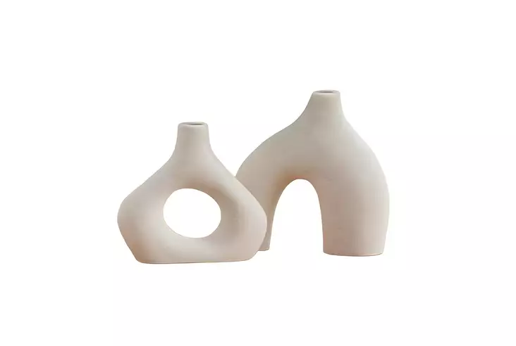 Vas Aberto Design Iskandinav Cream Keramik 15x4x19 cm 16x4x15 cm - Hängande blomkrukor och vaser - 8684282698180 - 1