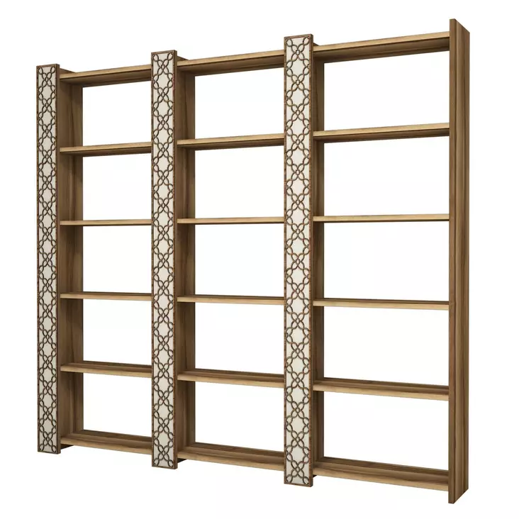 Bokhylla Hanah Home City 3 Valnöt Cream Spånskiva 184,6x170x24,2 cm - Bokhyllor - 8681875183580 - 1