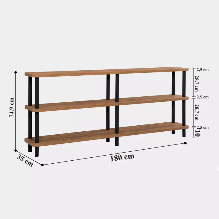 Bokhylla Hanah Home Zen Svart Spånskiva 180x74,9x35 cm - Bokhyllor - 8683342857420 - 1