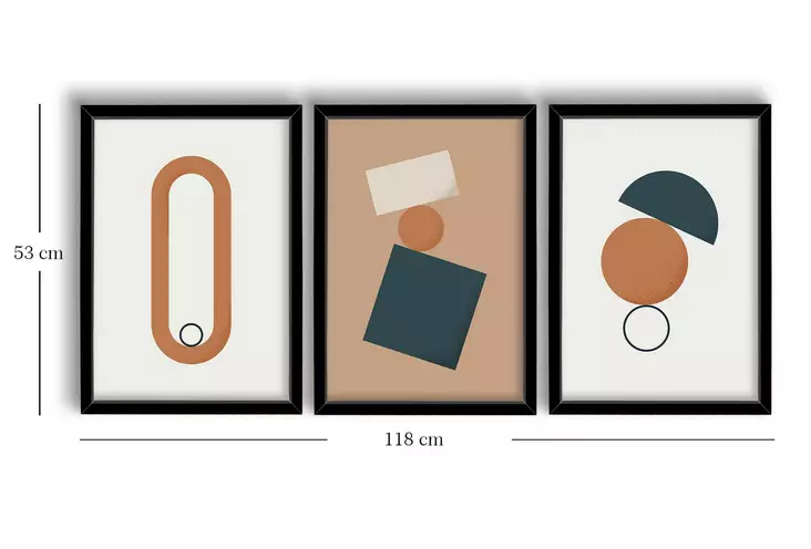 Inramad MDF-tavla Wallity Salmon Vit Marinblå MDF 38x53 cm 3 Delar - Tavlor och ramar - 8683743825110 - 1