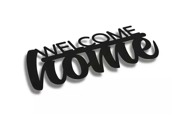 Dekorativ Led Väggdekor Wallity Welcome Home Gul MDF 53x25 cm - Ljussmycken och ljusfigurer - 8682870905030 - 1