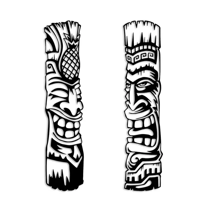 Väggdekor Metall Wallity Tiki Svart Metall 20x84 cm 2 Delar - Dekorationer, prydnadsföremål - 8684282463160 - 1