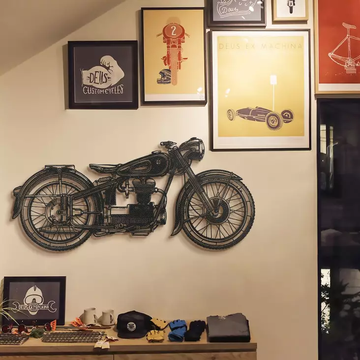 Väggdekor Metall Wallity Cafe Racer Svart Metall 47x100 cm 1 Del - Dekorationer, prydnadsföremål - 8683743380190 - 1