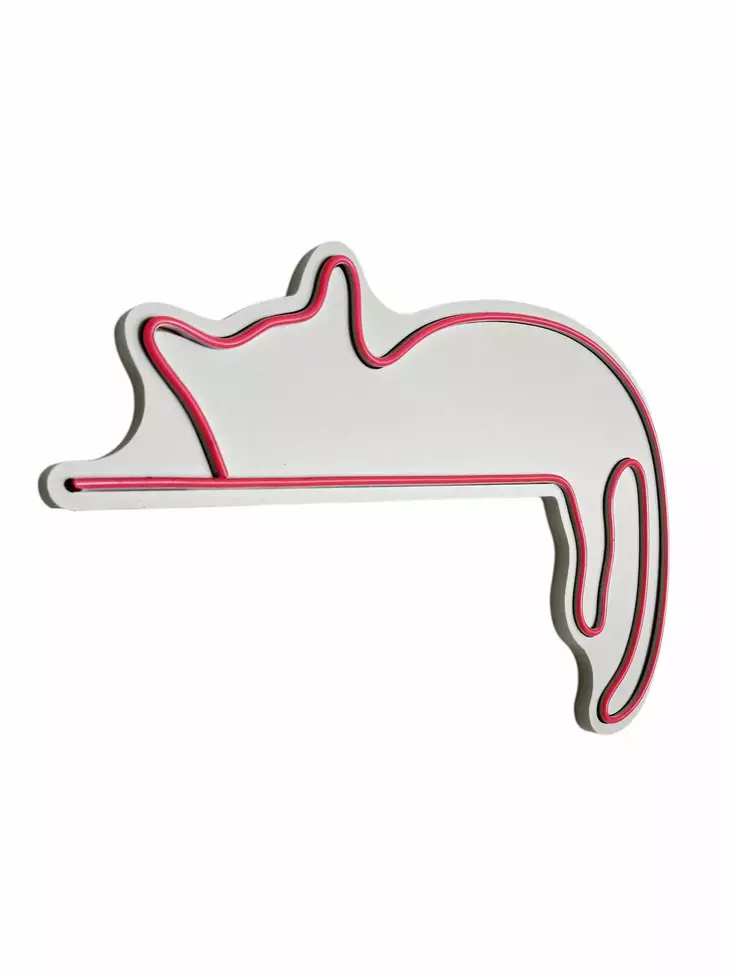 LED Väggdekor Wallity Sleepy Cat Rosa Plast 46x31 cm - Ljussmycken och ljusfigurer - 8684283983490 - 1
