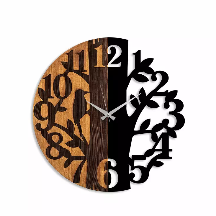 Väggklocka Wallity Walnut Valnöt/Svart Trä Ø 56 cm - Väggklockor - 8683743421350 - 1