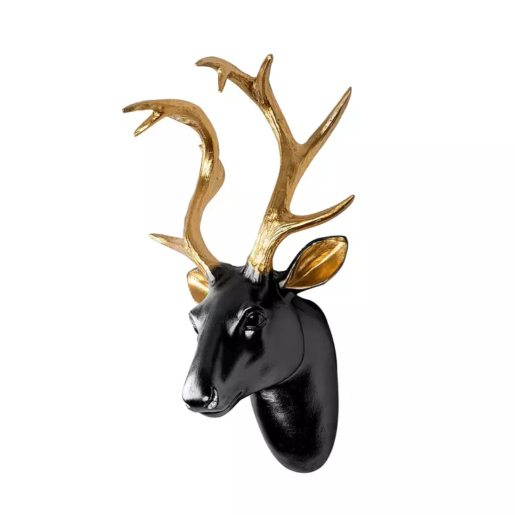 Väggdekor Wallity Bust of Deer Guld Svart Polyester 26x38x17 cm 5 Delar - Dekorationer, prydnadsföremål - 8683743851980 - 1