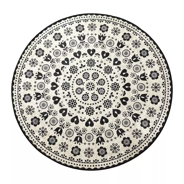 Badrumsmatta, flerfärgad, Diameter 100 cm, antibakteriell, halkfri - Badrumsmattor och våtrumsmattor - 8681875587920 - 1