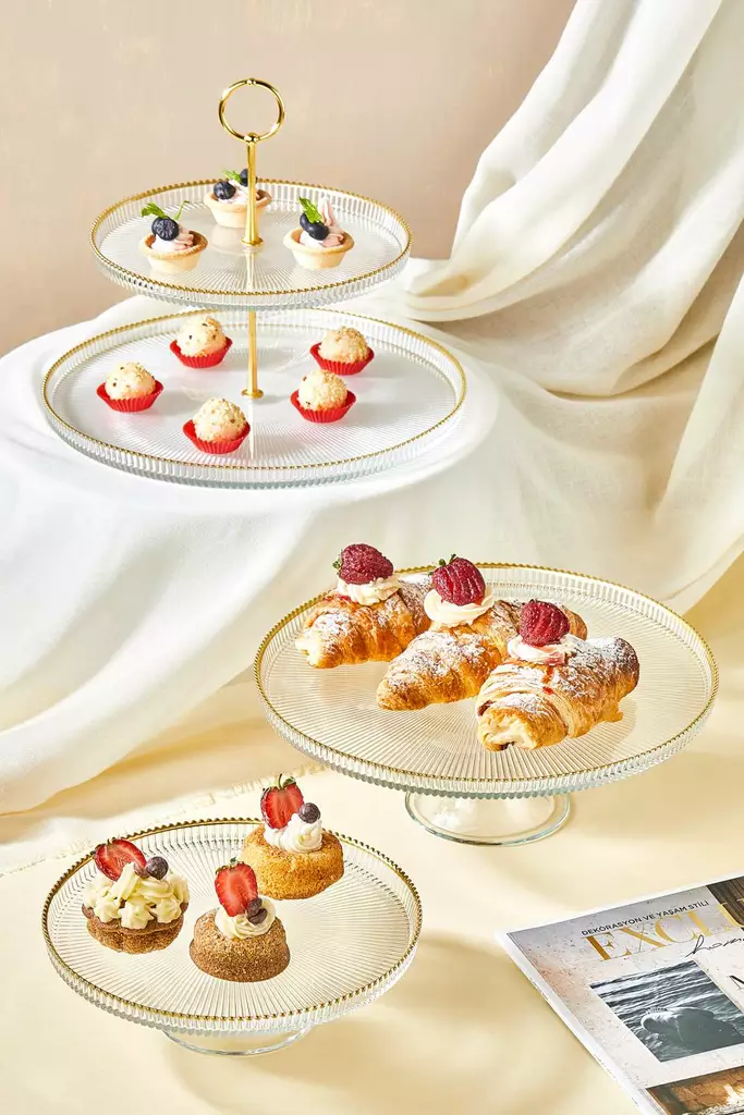 Matpresentationsset Hermia Transparent Glas 3 Delar - Serveringsfat - 8684283784660 - 1