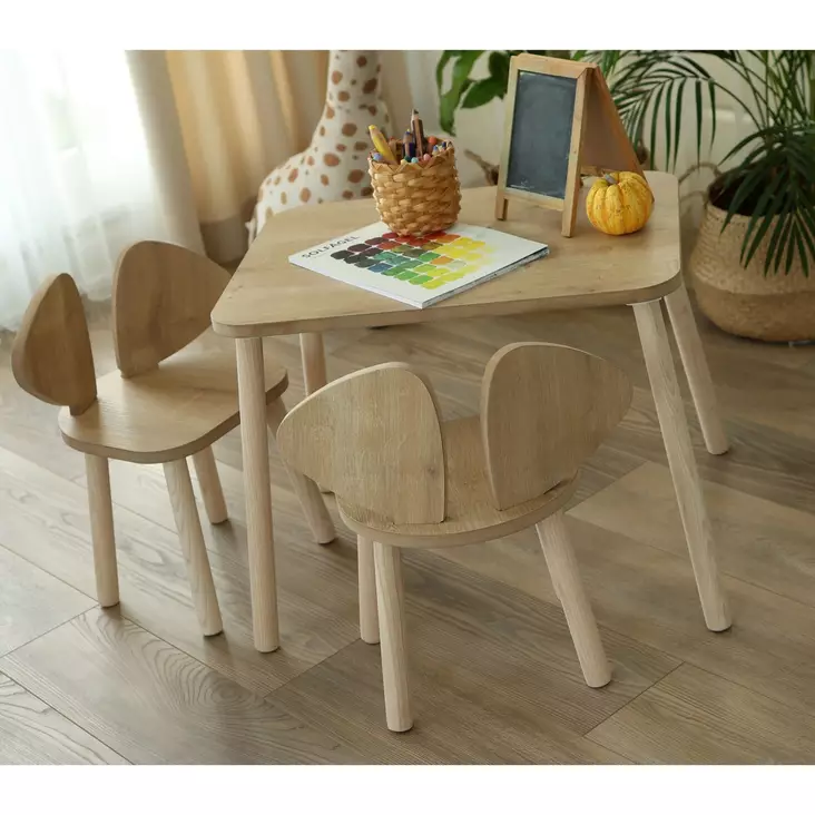 Barnbord Hanah Home Mickey Two Chair Set Brun MDF Massivt Trä 50x60x45 cm - Barnmöbler - 8684282975540 - 1