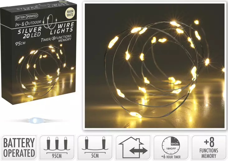 LED-valoketju 20 lamppua Hopealanka - Ljusslingor - 8720573666220 - 1