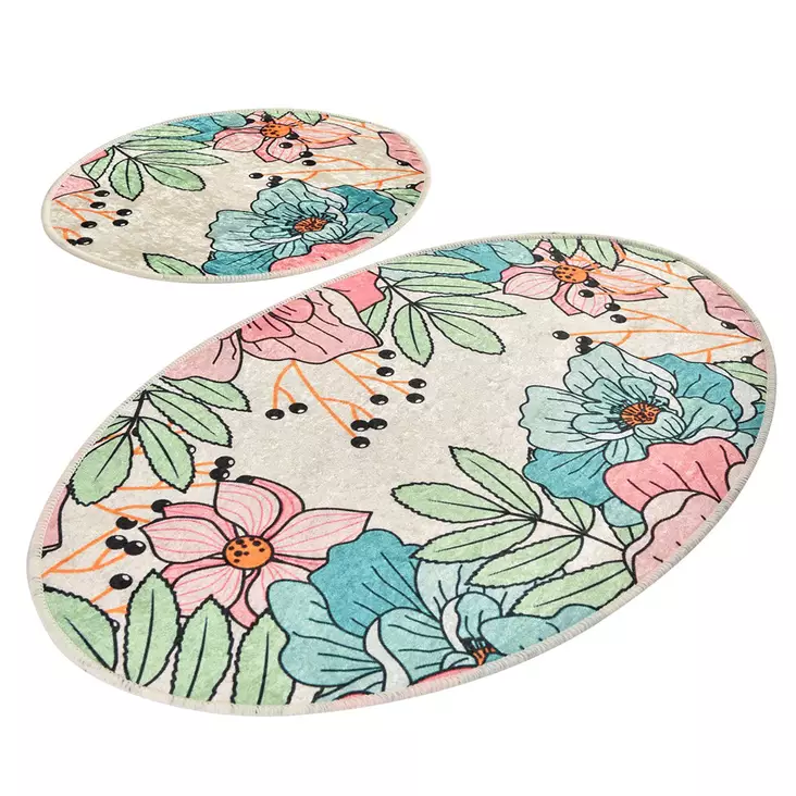 Lyxigt badrumsmatteset (2 st), flerfärgat, 50 x 60 cm och 60 x 100 cm, antibakteriellt, halkfritt - Badrumsmattor och våtrumsmattor - 8681875666120 - 1