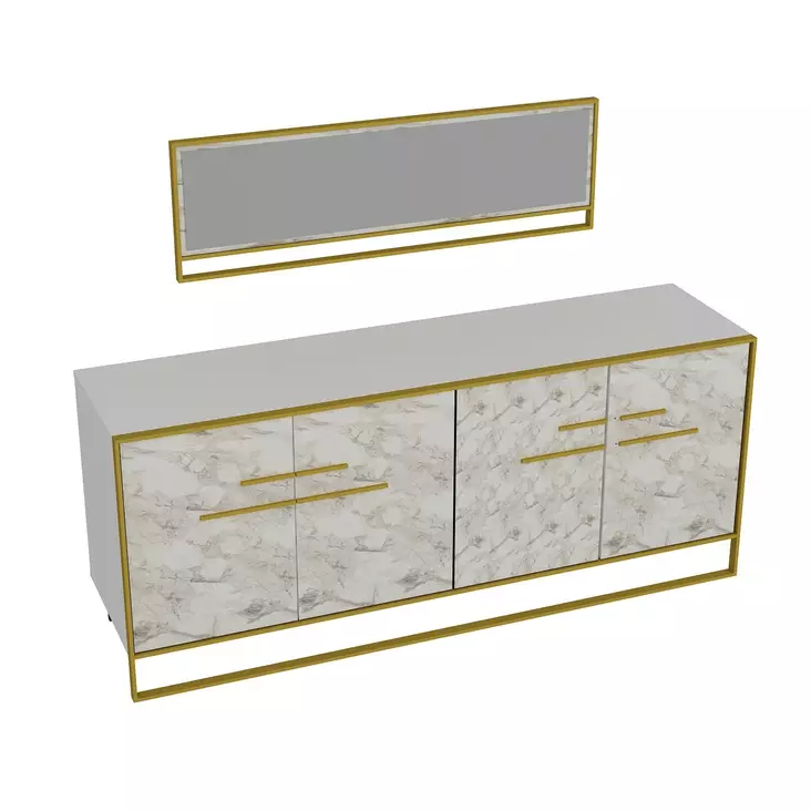 Konsolbord Hanah Home Polka Aynali Vit Spånskiva 179,9x75x47,3 cm - Byråer och skåp - 8681875670660 - 1