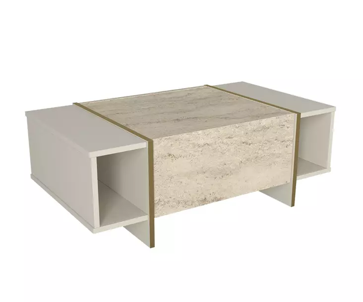 Soffbord Hanah Home Veyron Travertin Sandsten Spånskiva 103,8x37,3x60 cm - Soffbord - 8684283018260 - 1