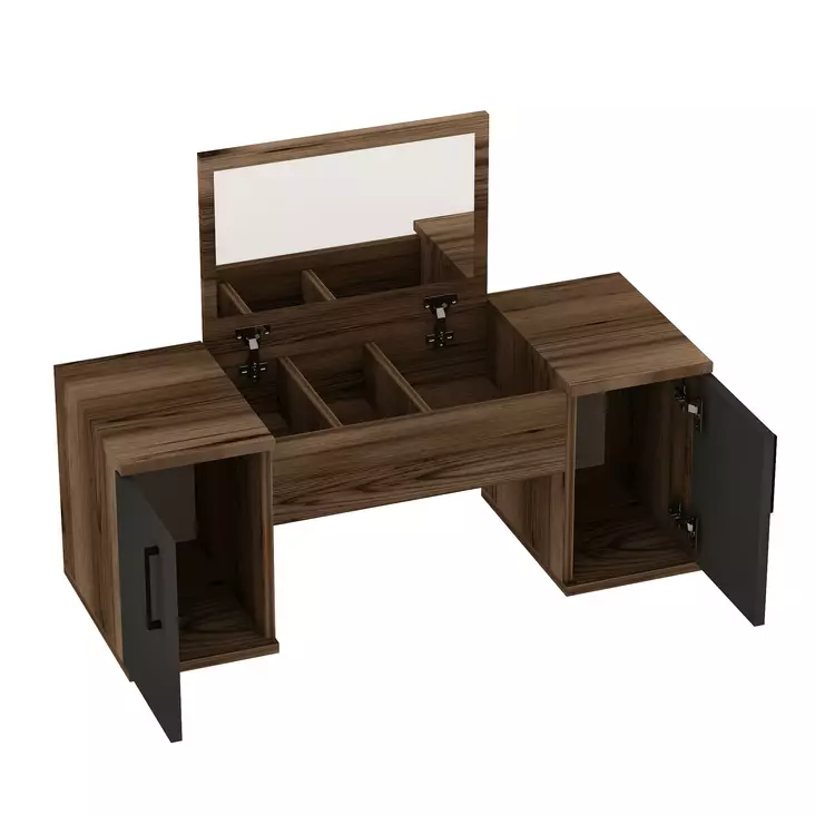 Sminkbord Hanah Home Mercan Ljus Valnöt Antracit Spånskiva 100x74,1x35,5 cm - Toalettbord - 8684282529170 - 1