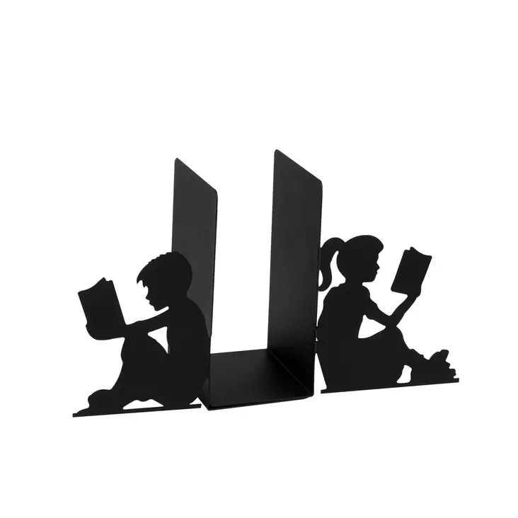 Bokstöd i metall, svart, 40,5 x 14 x 22 cm, hållbart, stilrent, rymligt - Dekorationer, prydnadsföremål - 8682870703360 - 1