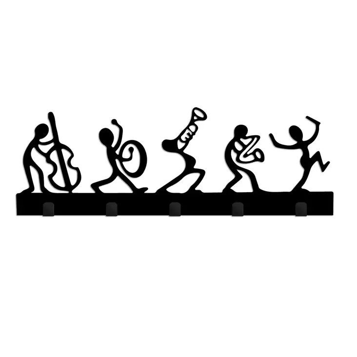 Väggdekor Metall Wallity Music Band Svart Metall 60x25 cm - Klädhängare - 8684282463290 - 1