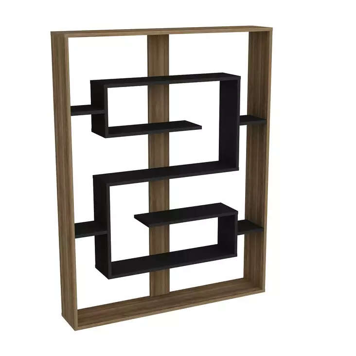 Bokhylla Hanah Home Esteban Valnöt Svart Spånskiva 120x156x22 cm - Bokhyllor - 8681875670370 - 1
