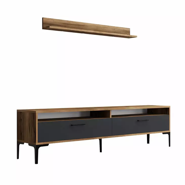 TV-bänk Hanah Home Istanbul Valnöt Antracit Spånskiva 180x47x35 cm - TV-bänkar - 8683342718950 - 1