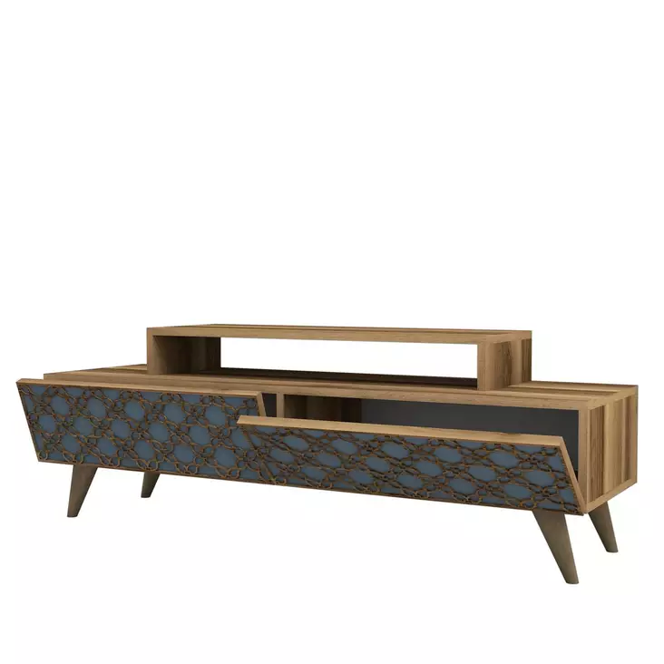 TV-bänk Hanah Home Chalcedony Valnöt Spånskiva 140x48,8x41,8 cm - TV-bänkar - 8681875184440 - 1