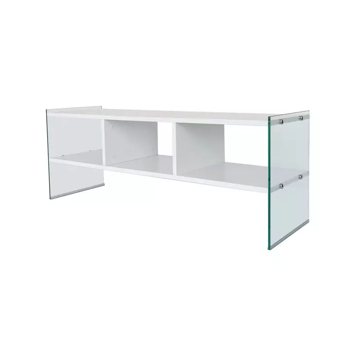 TV-bänk Hanah Home TV400 Vit Spånskiva Härdat Glas 120x45x35 cm - TV-bänkar - 8681875986310 - 1