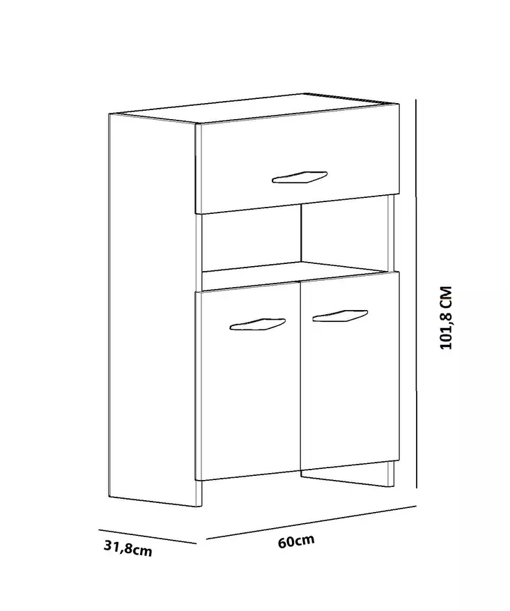 Förvaringsskåp Hanah Home An? Vit Spånskiva 60x101,8x31,8 cm - Skåp och byråer - 8681181980590 - 1