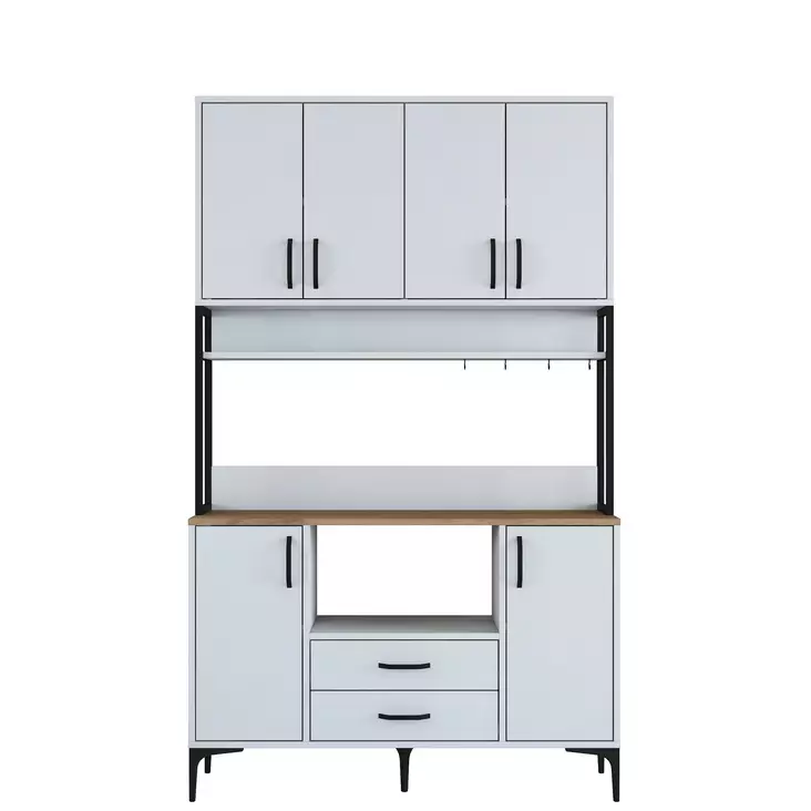 Förvaringsskåp Hanah Home JE169 Vit Valnöt Spånskiva 120x198,6x38 cm - Skåp och byråer - 8684283108770 - 1