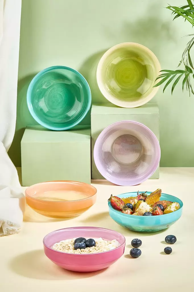 Skål Set Hermia Flerfärgad Glas 6 Delar - Serveringsfat - 8684283796250 - 1