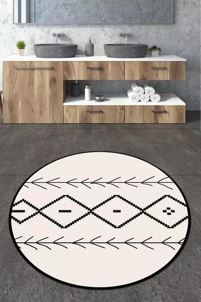 Badrumsmatta Mijölnir Flerfärgad 100% Polyester Antibakteriell Halkfri Maskintvättbar 100 cm - Badrumsmattor och våtrumsmattor - 8683342204880 - 1