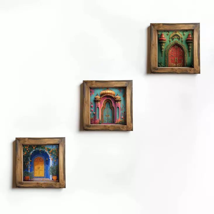 Inramad MDF-tavla Wallity Flerfärgad MDF 16x16x2 cm 3 Delar - Tavlor och ramar - 8684283650200 - 1