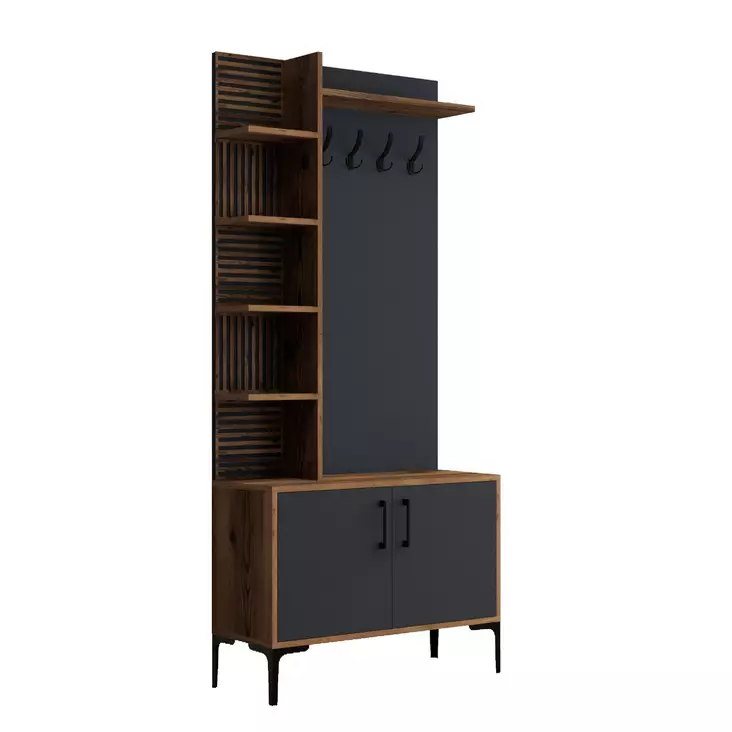 Hallmöbel Hanah Home Viyana D Valnöt Antracit Spånskiva 90x200x35 cm - Klädhängare - 8683342170390 - 1