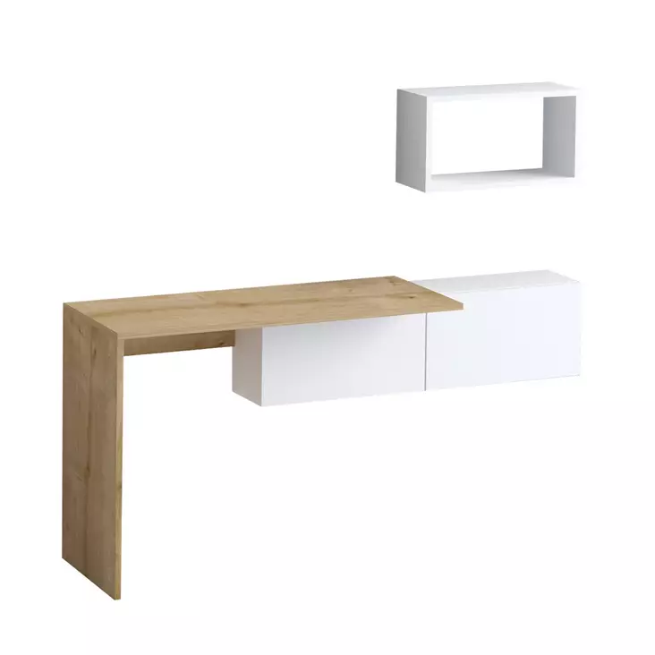 Skrivbord, vit ek, 145 cm bred, tålig, modern design - Bord - 8683743537150 - 1