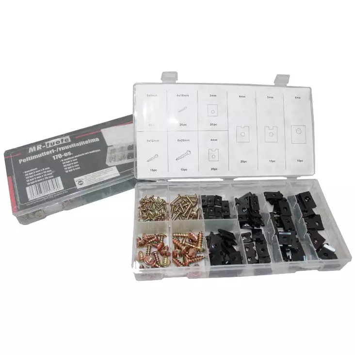 Peltimutteri-/ruuvilajitelma 170-os. - Fästen och skruvar - 6430032157580 - 1