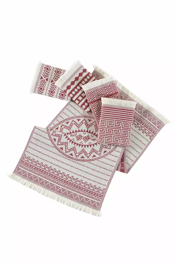 Handduksset (5 st), vinröd, 38 x 65 cm, mjuk, absorberande, maskintvättbar - Handdukar - 8683342739740 - 1