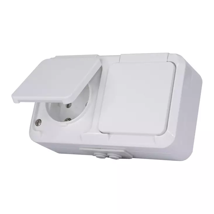 Pistorasia NORDIC 2-os pinta maadoitettu IP44 JL - Harju, 2-osainen, roiskevesitiivis, jousiliittimet - Eluttag och strömbrytare - 6438140973320 - 1
